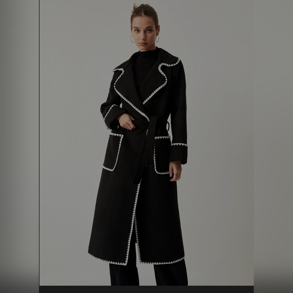 Commense Contrast Stitch Long Coat in L
